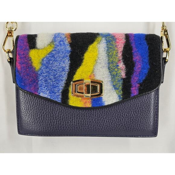 LE SAUNDA BLACK QUILTED VEGAN LEATHER CROSSBODY BAG W/ CONVERTABLE FLAPS 8" x 6" - Picture 6 of 14